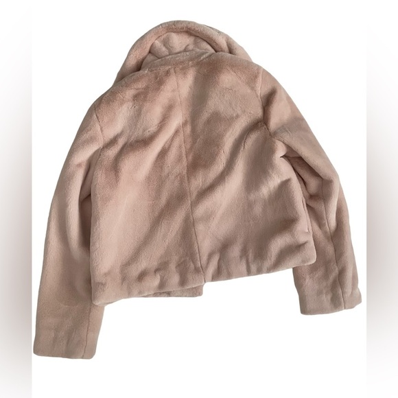 Reformation Hampton Faux Fur Teddy Jacket Cropped Blush Pink M Medium Boxy - Picture 4 of 8